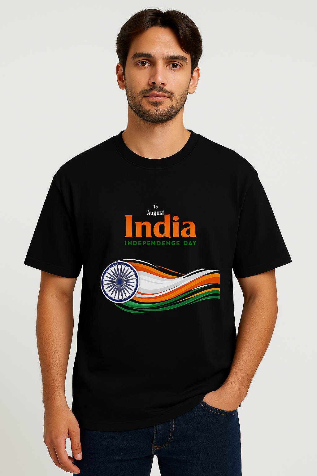 15 August India Independence Day Oversized T-Shirt | 100% Cotton, 240 GSM